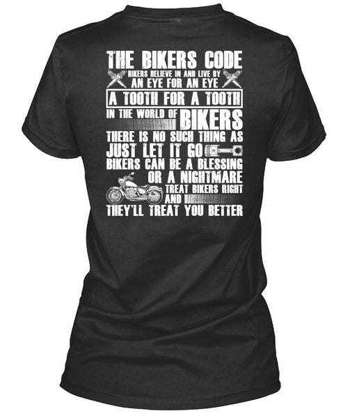 The Bikers Code T Shirt, World Of Biker T Shirt