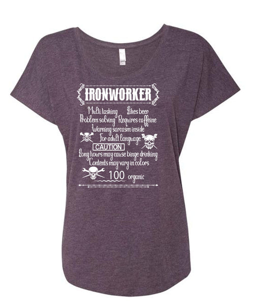 Ironworker Multitasking T Shirt, Likes Beer T Shirt, Cool Shirt (Ladies' Triblend Dolman Sleeve)