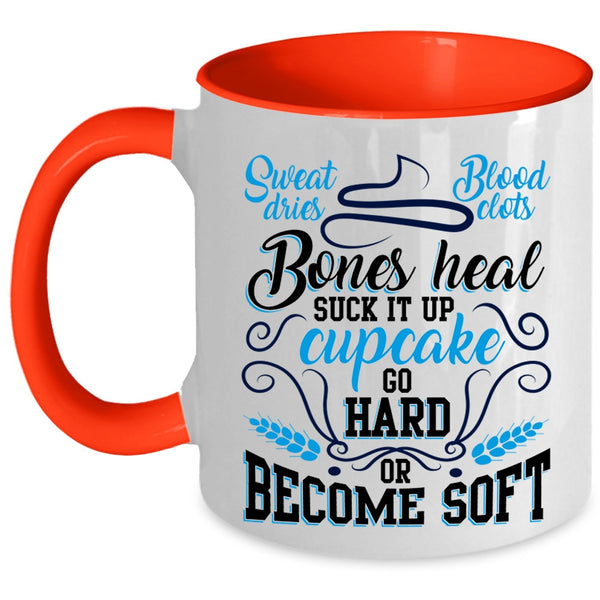 Funny Baking Coffee Mug, Cupcake Go Hard Or Become Soft Accent Mug