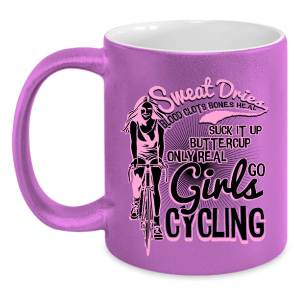 Awesome Girls Coffee Mug, Only Real Girls Go Cycling Accent Mug