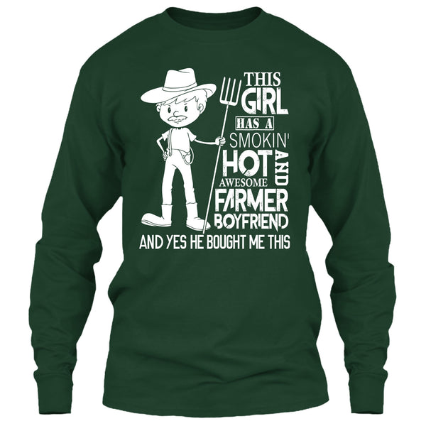Awesome Farmer Boyfriend T Shirt, Coolest Farmer's Girlfriend T Shirt