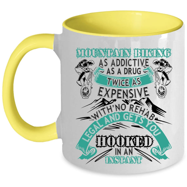 Funny Mountain Bikers Coffee Mug, Mountain Biking As Addictive Accent Mug