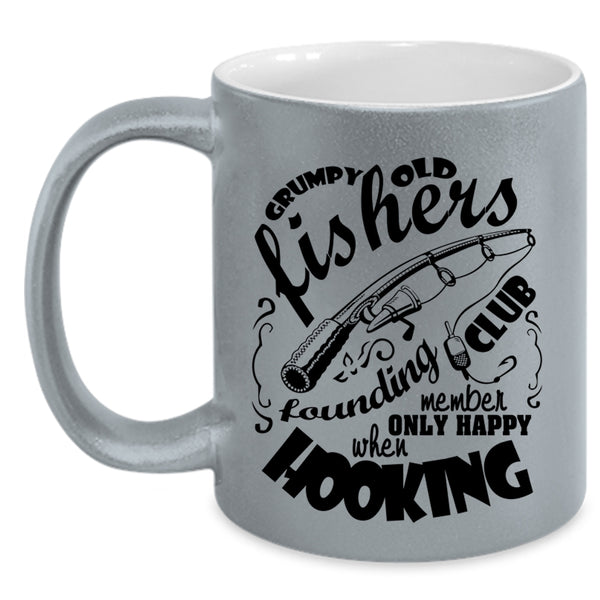 Funny Fishing Coffee Mug, Grumpy Old Fishers Founding Club Accent Mug