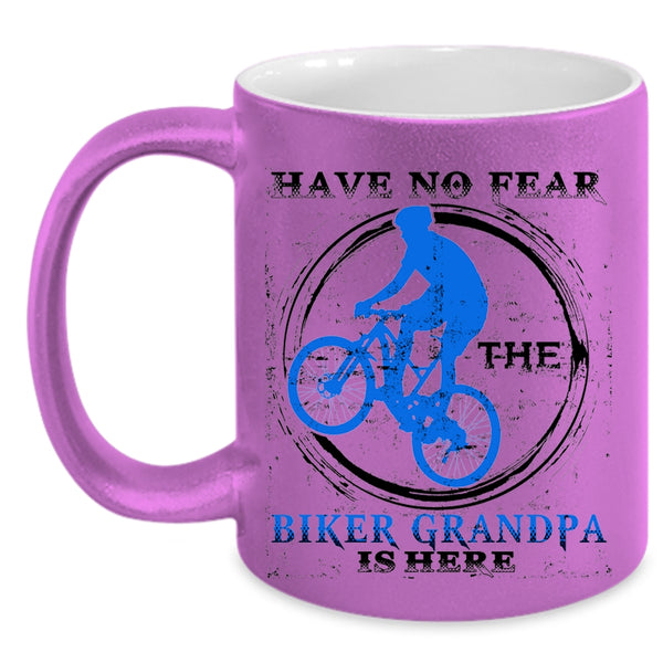 Awesome Bikers Coffee Mug, Have No Fear The Biker Grandpa Is Here Accent Mug