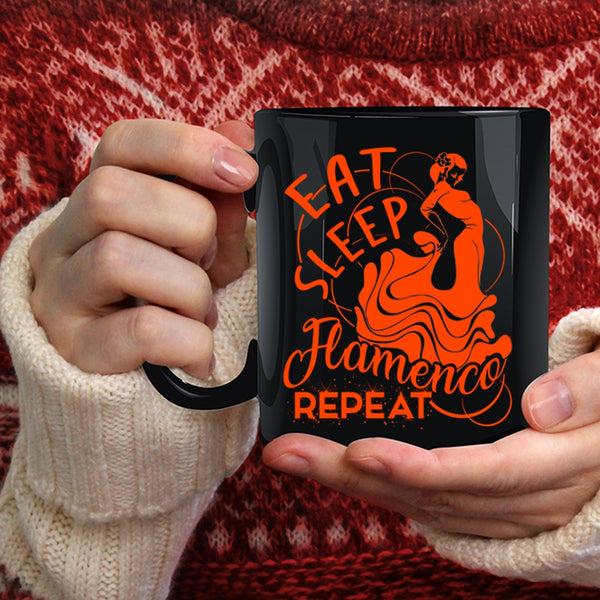 Eat Sleep Flamenco Repeat Coffee Mug, Spanish Music Coffee Cup