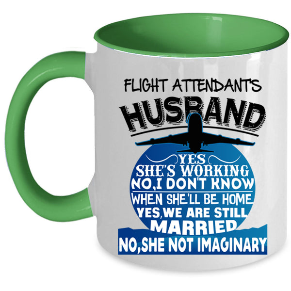 Just Married Coffee Mug, Flight Attendant's Husband Accent Mug
