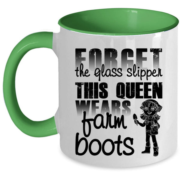 Beautiful Lady Coffee Mug, This Queen Wears Farm Boots Accent Mug