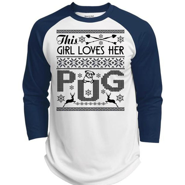 This Girl Loves Her Pug T Shirt, I Love My Dog T Shirt, Awesome T-Shirts  (Polyester Game Baseball Jersey)