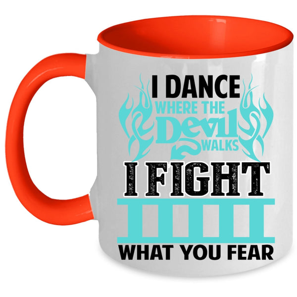 Awesome Firefighter Coffee Mug, I Dance Where The Devil Walks Accent Mug