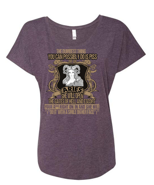 Aries She Will Open The Gates T Shirt, Being An Aries T Shirt, Cool Shirt (Ladies' Triblend Dolman Sleeve)