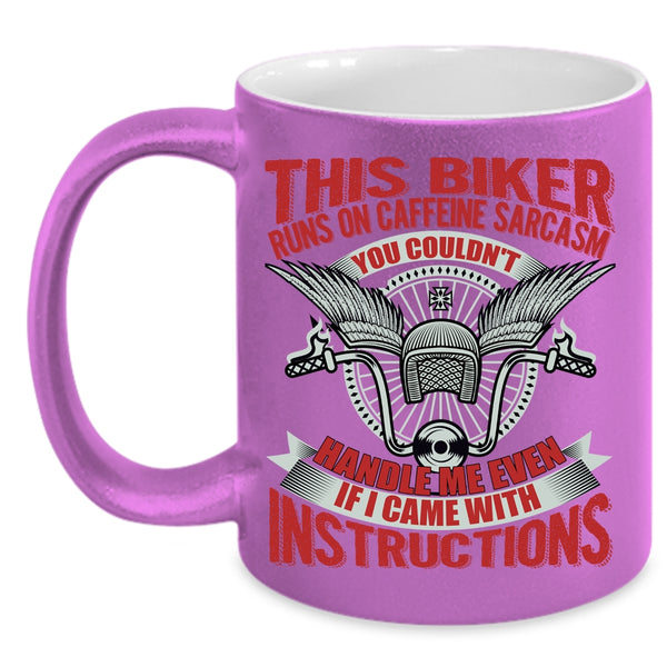 This Biker Runs On Caffeine Sarcasm Coffee Mug, Awesome Bikers Coffee Cup