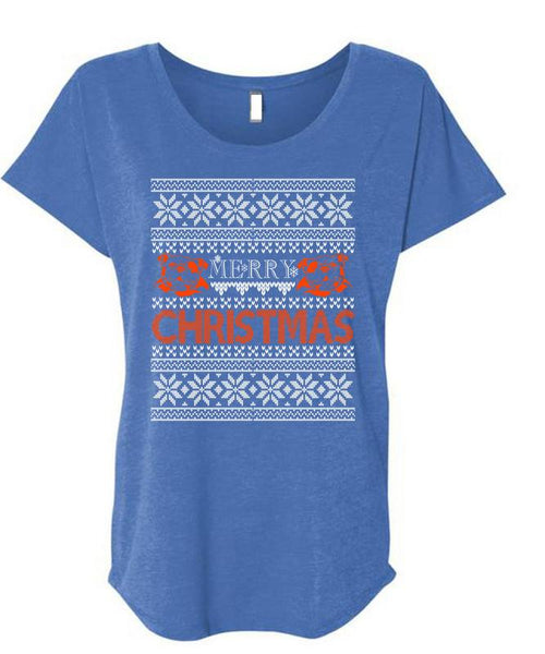 Merry Christmas T Shirt, I Love Christmas T Shirt, Cool Shirt (Ladies' Triblend Dolman Sleeve)