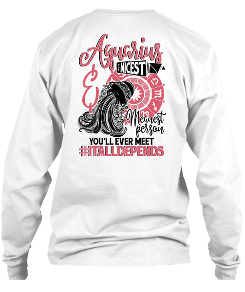 Aquarius Nicest Meanest Person T Shirt, I Love Aquarius T Shirt