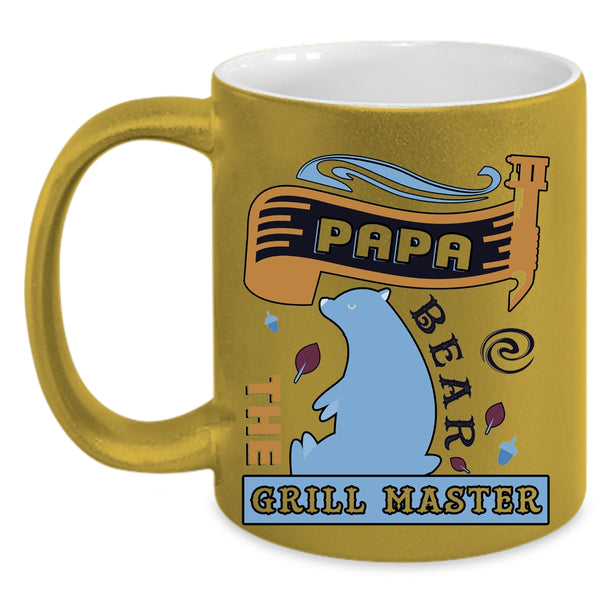 Awesome Papa Bear Coffee Mug, Papa Bear The Grill Master Accent Mug