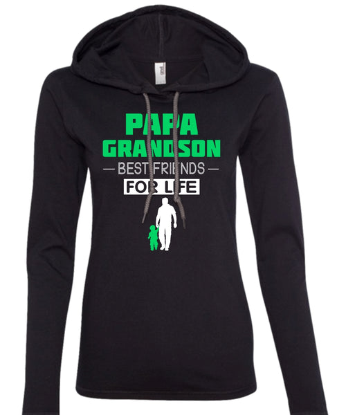 Papa And Grandson Best Friends For Life T Shirt, Father's Day T Shirt (Anvil Ladies Ringspun Hooded)