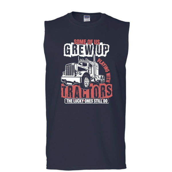 Playing With Tractor T Shirt, Coolest Farmer T Shirt, Cool T Shirt (Men's Cotton Sleeveless)