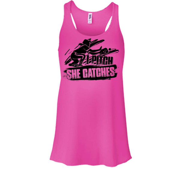 I Pitch She Catches T Shirt, Gift For Baseball Player Tank Top