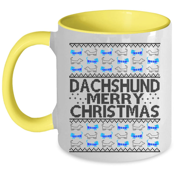 Merry Christmas Coffee Mug, Dachshund Accent Mug