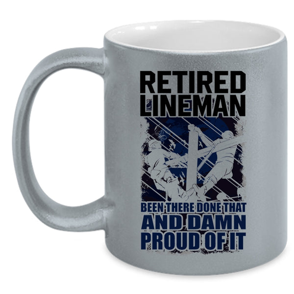 Cool Retirement Coffee Mug, Retired Lineman Accent Mug