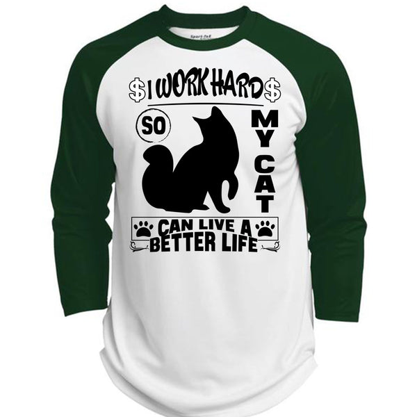 I Work Hard So My Cat Can Live A Better Life T Shirt, I Love My Cat T Shirt, Awesome T-Shirts  (Polyester Game Baseball Jersey)