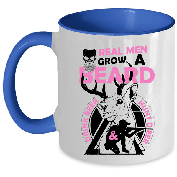 Cool Husband Coffee Mug, Real Men Grow A Beard Drink Beer And Hunt Deer Accent Mug