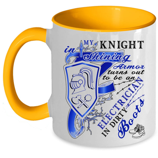 Cool Electrician Coffee Mug, To Be An Electrician In Dirty Boots Accent Mug