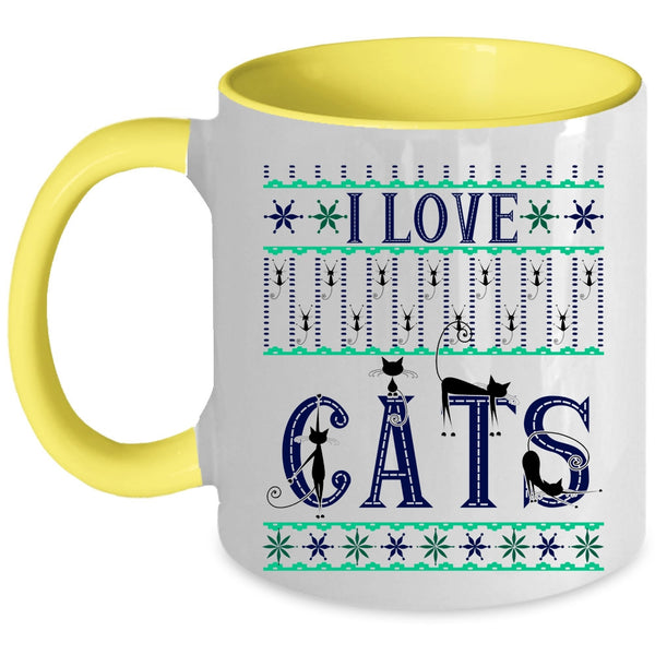 Christmas Gift For Cat Lover Coffee Mug, I Love Cats Accent Mug