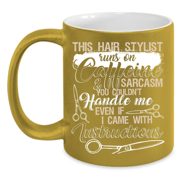 This Hairstylist Runs On Caffeine Coffee Mug, Funny Hairstylist Coffee Cup