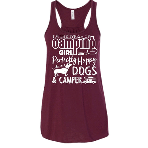 I'm The Type Of Camping Girl T Shirt, Happy With My Dogs & Camper T Shirt, Cool T Shirt