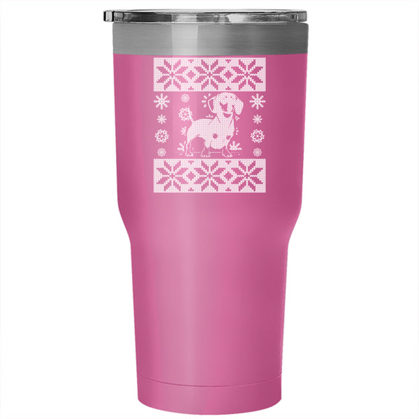 Cute Dachshund Tumbler 30 oz Stainless Steel, Ugly Christmas Travel Mug