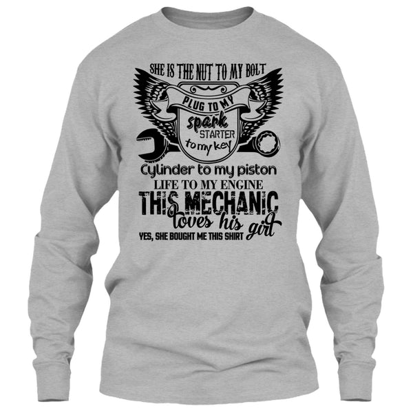 She Is The Nut To My Bolt T Shirt, Coolest Mechanic Husband T Shirt