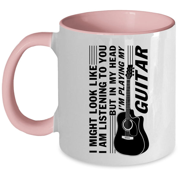 Cool Guitarist Coffee Mug, In My Head I'm Playing My Guitar Accent Mug