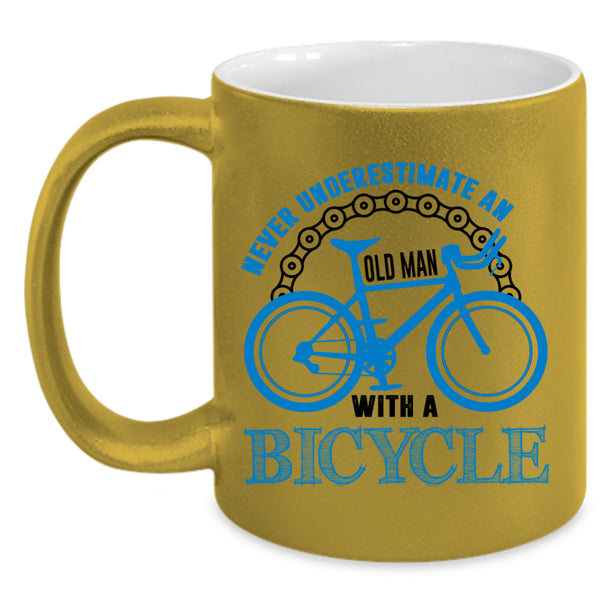 Cool Grandpas Coffee Mug, An Old Man With A Bicycle Accent Mug