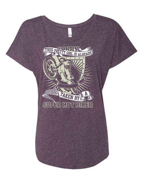 Taken By A Hot Biker T Shirt, Being A Biker T Shirt, Cool Shirt (Ladies' Triblend Dolman Sleeve)
