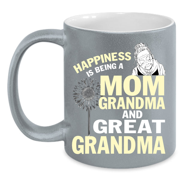 Happiness Is Being A Mom Coffee Mug, Grandma And Great Grandma Coffee Cup
