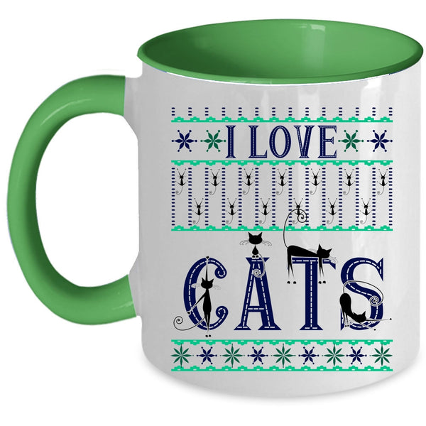 Christmas Gift For Cat Lover Coffee Mug, I Love Cats Accent Mug