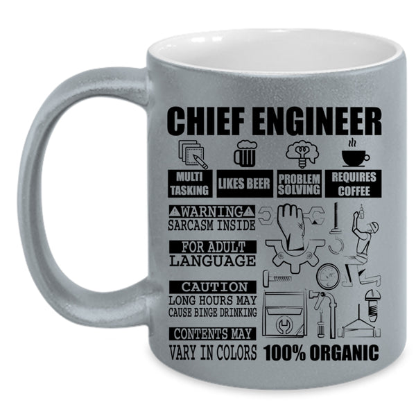 Cool Gift For Engineers Coffee Mug, Chief Engineer Accent Mug