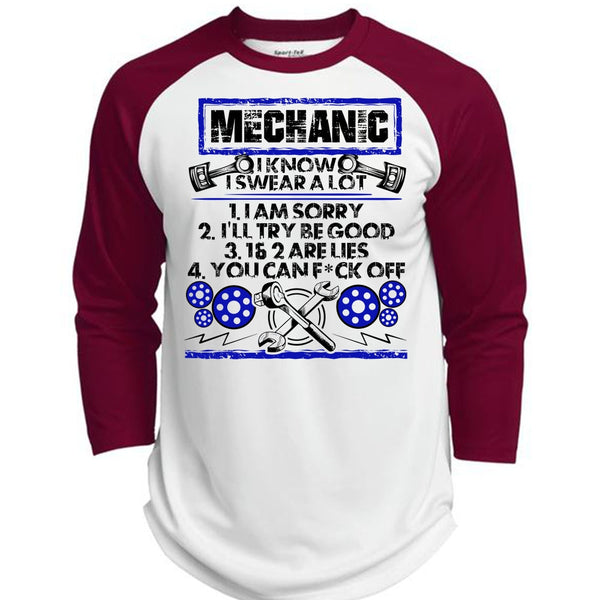 I Know I Swear A Lot T Shirt, I Love Mechanic T Shirt, Awesome T-Shirts  (Polyester Game Baseball Jersey)