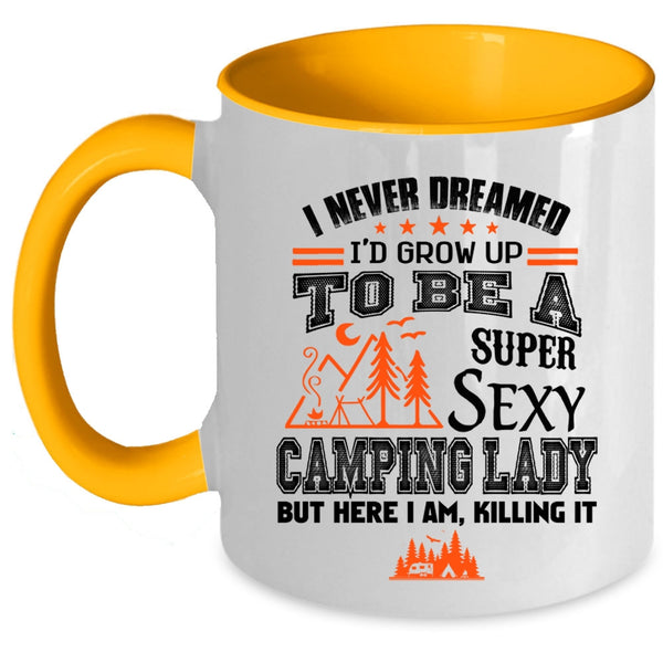 Cute Camping Lady Coffee Mug, I'd Grow Up To Be A Camping Lady Accent Mug
