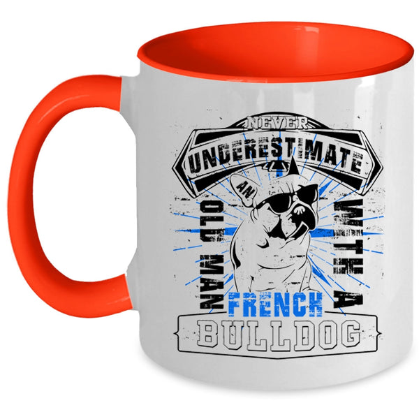 Cute Dogs Coffee Mug, Old Man With A French Bull Dog Accent Mug