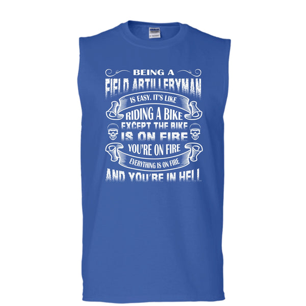 Being A Field Artilleryman Shirt, It's Like Riding A Bike Shirt (Men's Cotton Sleeveless)