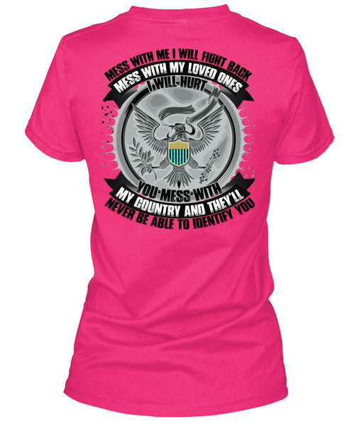 You Mess With My Country T Shirt, Mess With My Loved T Shirt, Cool Shirt (Ladies LS Heather V-Neck)
