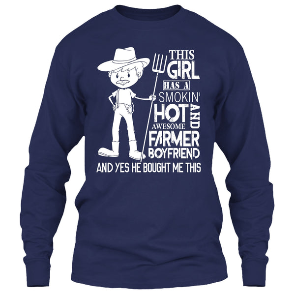 Awesome Farmer Boyfriend T Shirt, Coolest Farmer's Girlfriend T Shirt