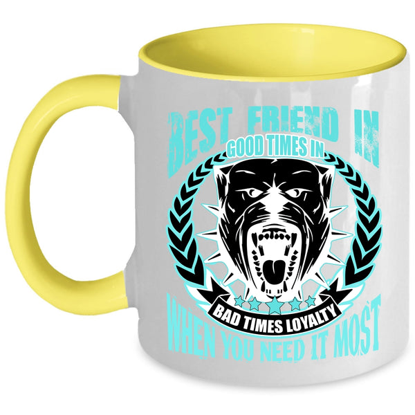 I Love Dogs Coffee Mug, Best Friend In Good Time Accent Mug