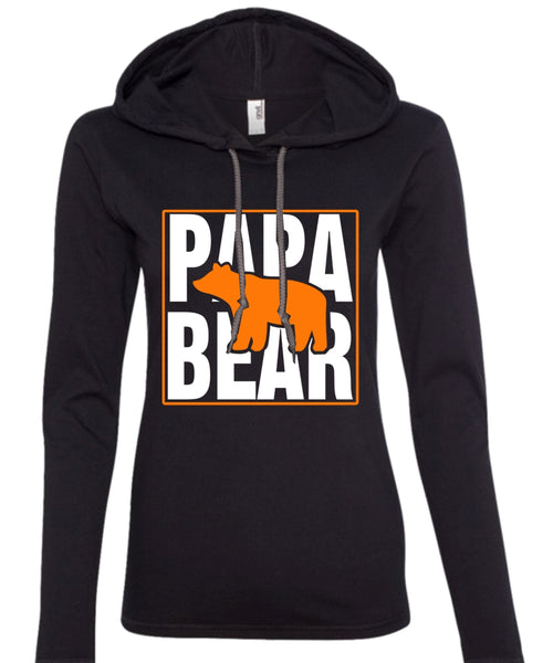 Papa Bear T Shirt, Father's Day T Shirt, Being A Papa T Shirt (Anvil Ladies Ringspun Hooded)
