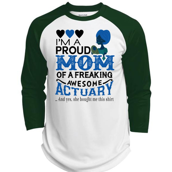 I'm A Proud Mom Of A Freaking Awesome Actuary T Shirt, Mother's Day T Shirt  (Polyester Game Baseball Jersey)