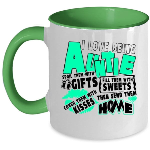 Cute Auntie Coffee Mug, I Love Being Auntie Accent Mug