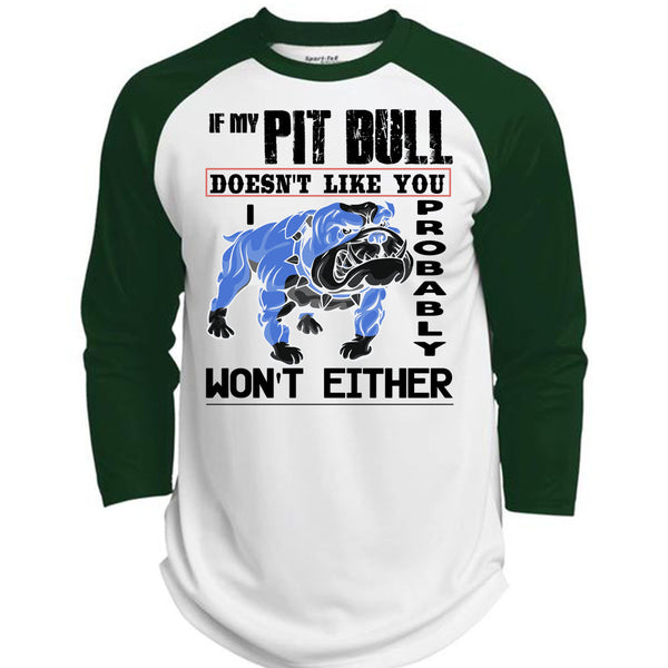 If My Pit Bull Doesn't Like You T Shirt, I Love My Dogs T Shirt, Awesome T-Shirts  (Polyester Game Baseball Jersey)