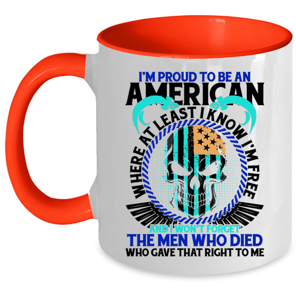 Cool American Flag Coffee Mug, I'm Proud To Be An American Accent Mug
