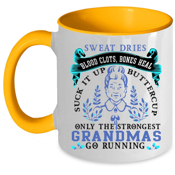 Cute Mom Coffee Mug, Only The Strongest Grandmas Go Running Accent Mug